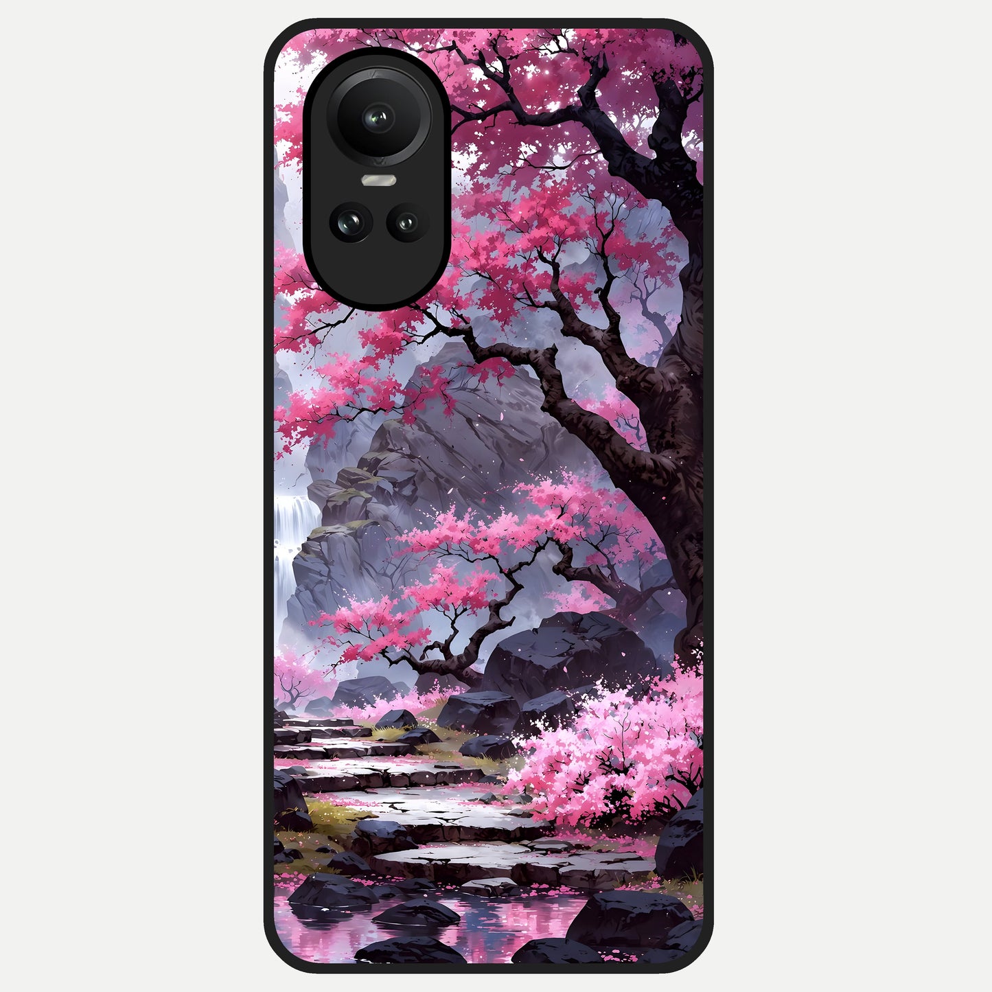  Pink Sunflower Glow Glass Case For Oppo Reno 10 back cover – full design glossy printed glass finish