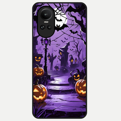  Pumpkin Patch Halloween Glass Case For Oppo Reno 10 back cover – full design glossy printed glass finish