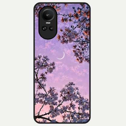  Purple Serenity Moon Glass Case For Oppo Reno 10 back cover – full design glossy printed glass finish