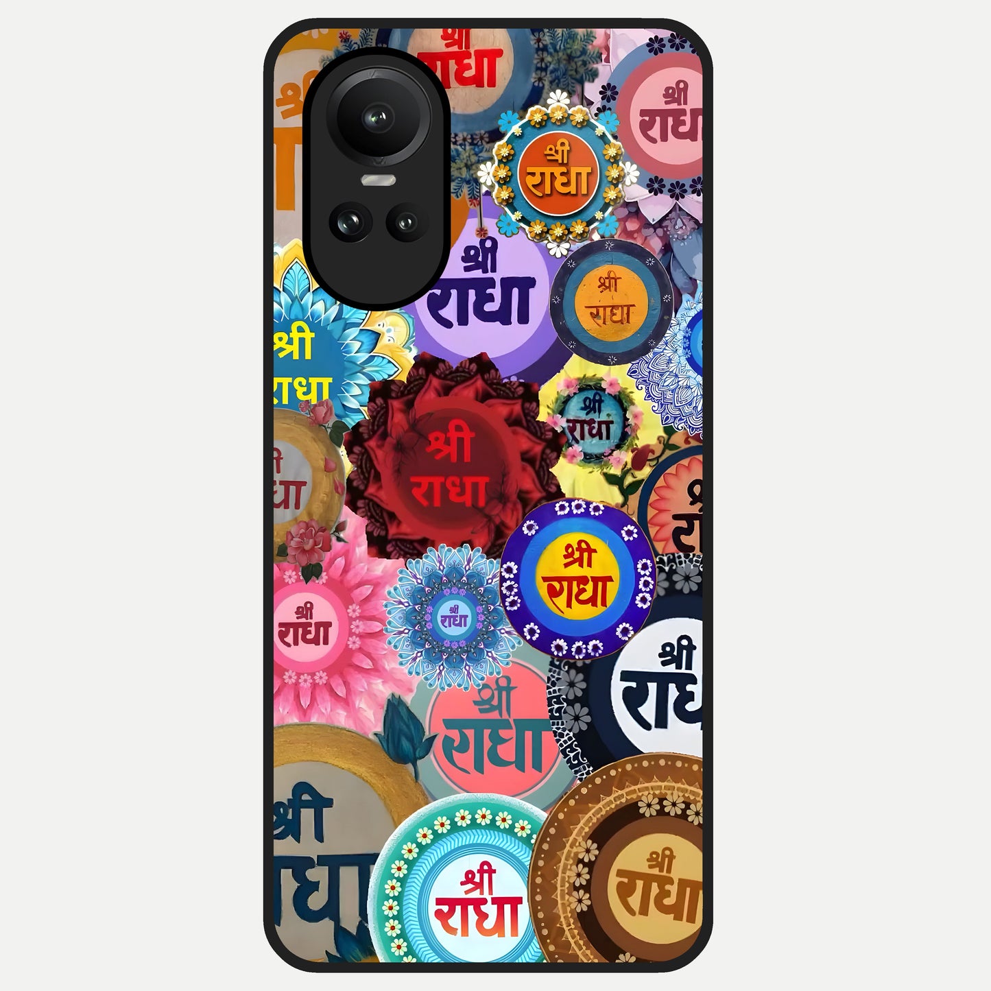  Radha Divine Bloom Glass Case For Oppo Reno 10 back cover – full design glossy printed glass finish