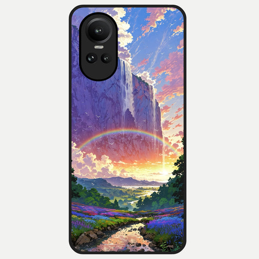  Rainbow Valley Dream Glass Case For Oppo Reno 10 back cover – full design glossy printed glass finish