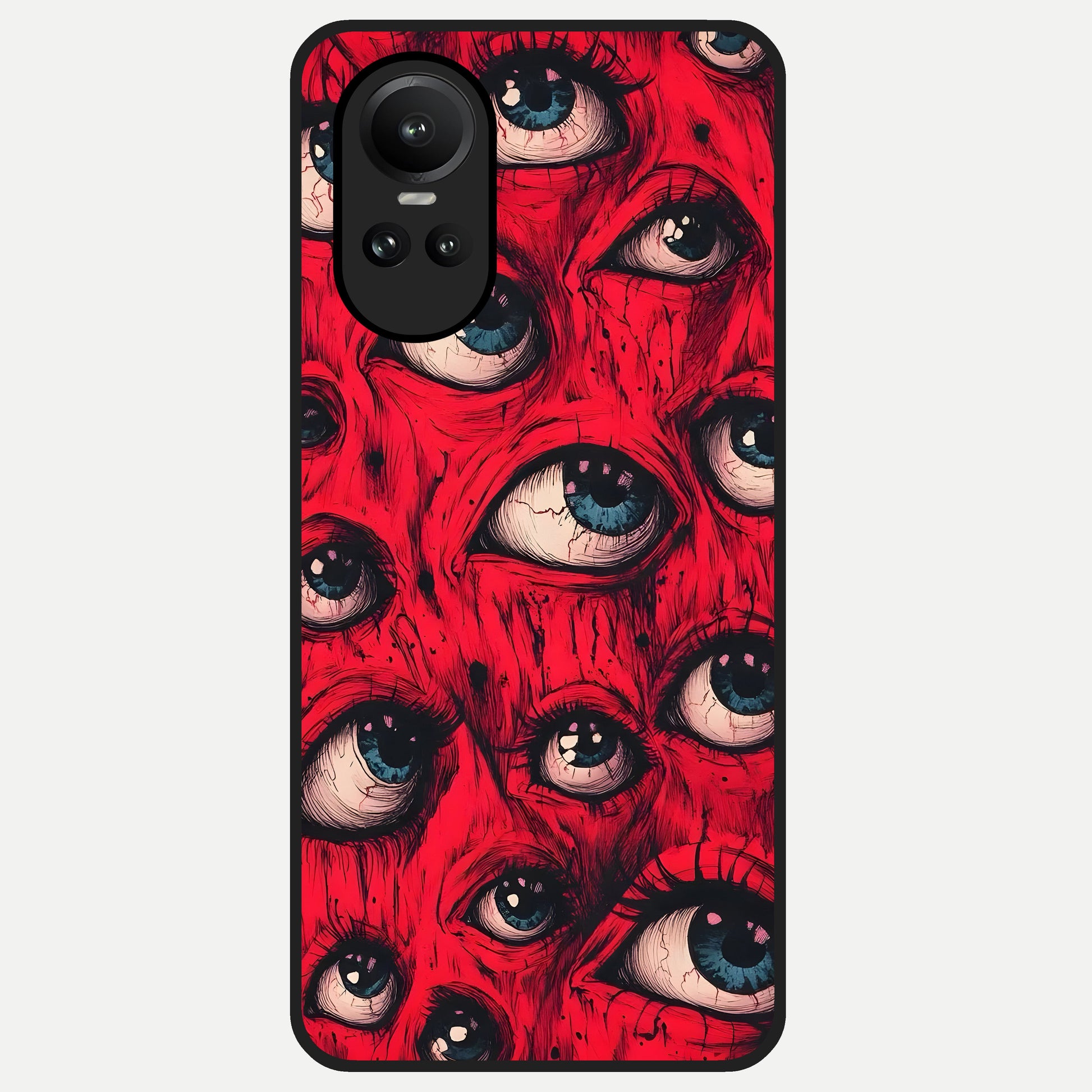  Red Eyes Pattern Glass Case For Oppo Reno 10 back cover – full design glossy printed glass finish