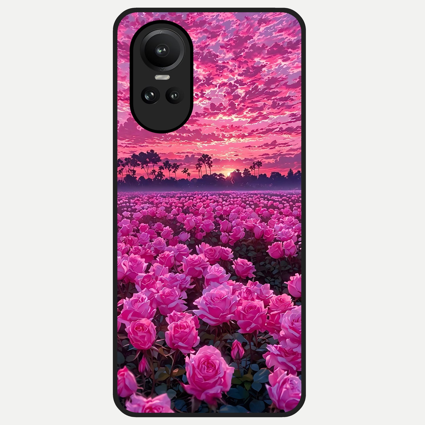  Rose Sunset Valley Glass Case For Oppo Reno 10 back cover – full design glossy printed glass finish