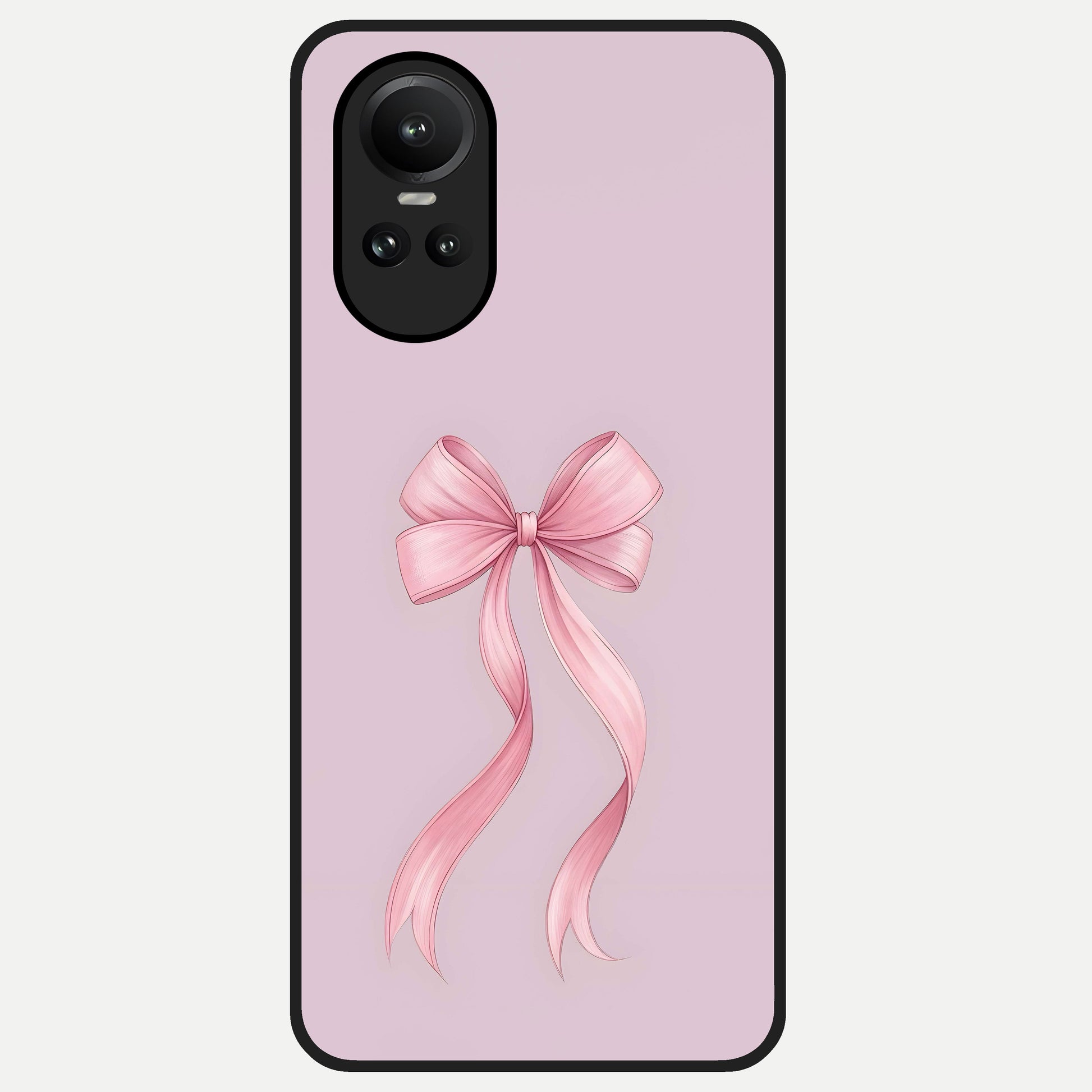  Soft Blush Bow Glass Case For Oppo Reno 10 back cover – full design glossy printed glass finish