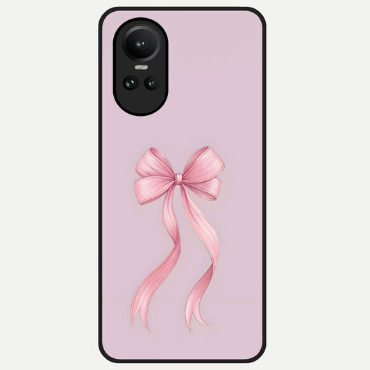  Soft Blush Bow Glass Case For Oppo Reno 10 back cover – full design glossy printed glass finish