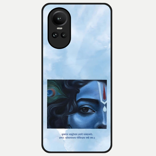  Spiritual Krishna Glass Case For Oppo Reno 10 back cover – full design glossy printed glass finish