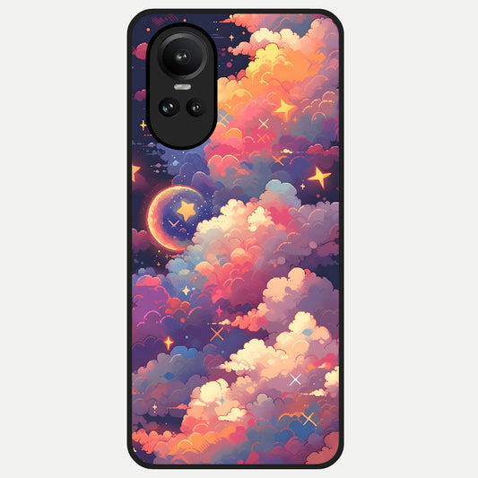  Starlit Dream Clouds Glass Case For Oppo Reno 10 back cover – full design glossy printed glass finish