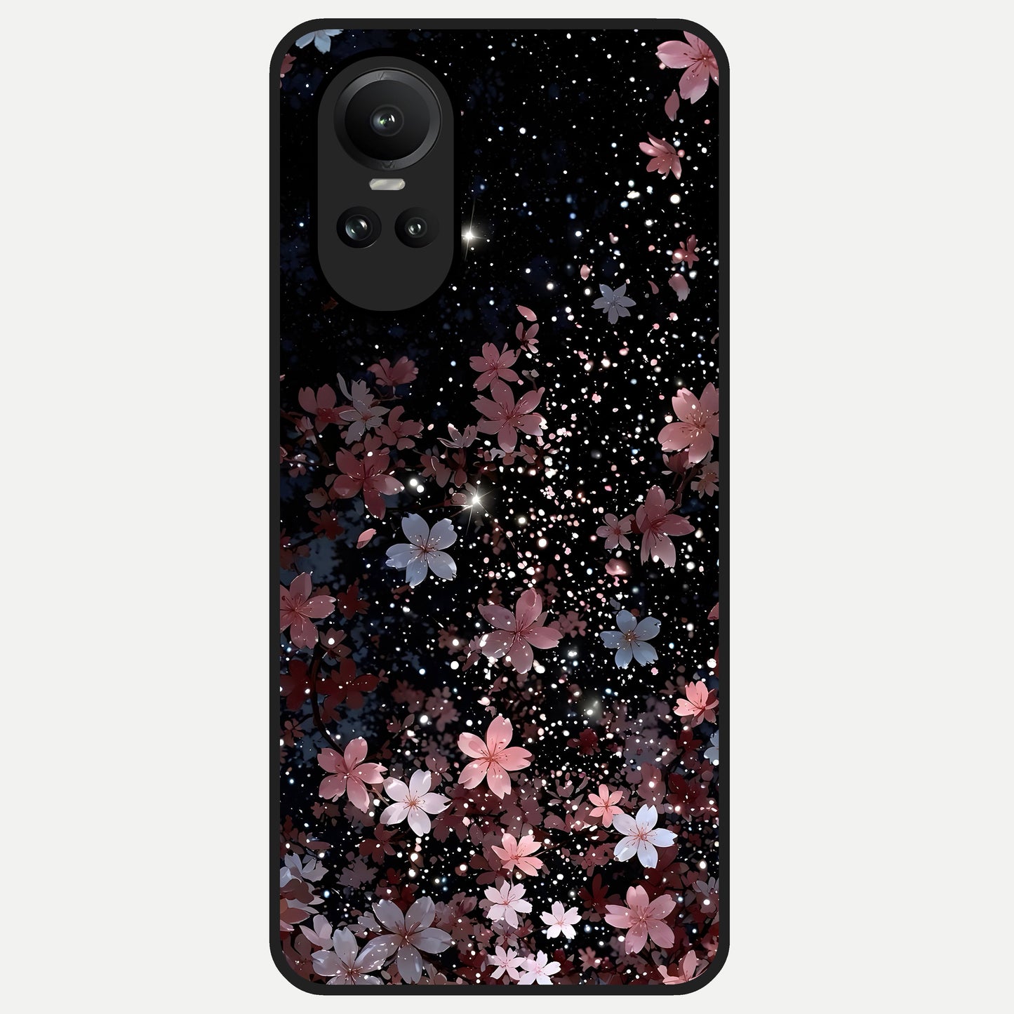  Starlit Flower Dreams Glass Case For Oppo Reno 10 back cover – full design glossy printed glass finish