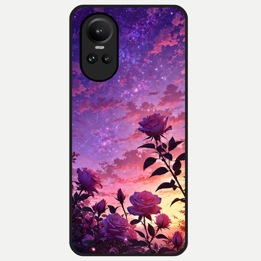  Starlit Rose Twilight Glass Case For Oppo Reno 10 back cover – full design glossy printed glass finish