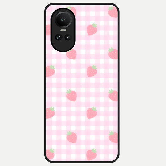  Strawberry Picnic Love Glass Case For Oppo Reno 10 back cover – full design glossy printed glass finish