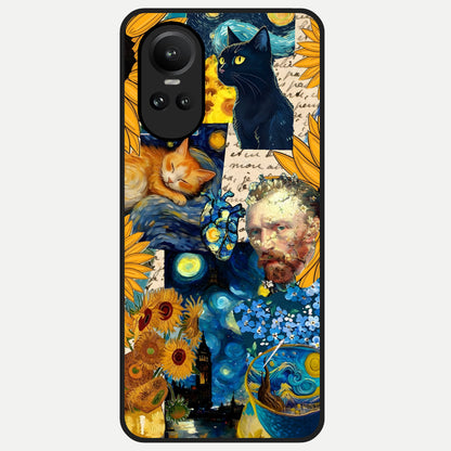  Sunflower Chic Mood Custom Name Glass Case For Oppo Reno 10 back cover – full design glossy printed glass finish