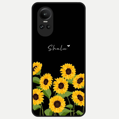  Sunflower Sky Bloom Glass Case For Oppo Reno 10 back cover – full design glossy printed glass finish