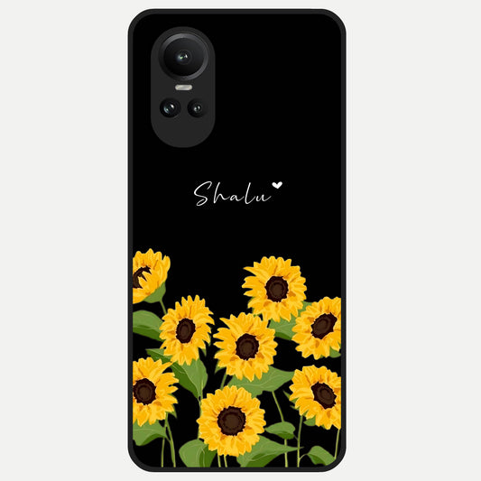  Sunflower Sky Bloom Glass Case For Oppo Reno 10 back cover – full design glossy printed glass finish