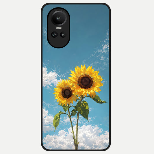  Sunlit Daisy Glow Glass Case For Oppo Reno 10 back cover – full design glossy printed glass finish
