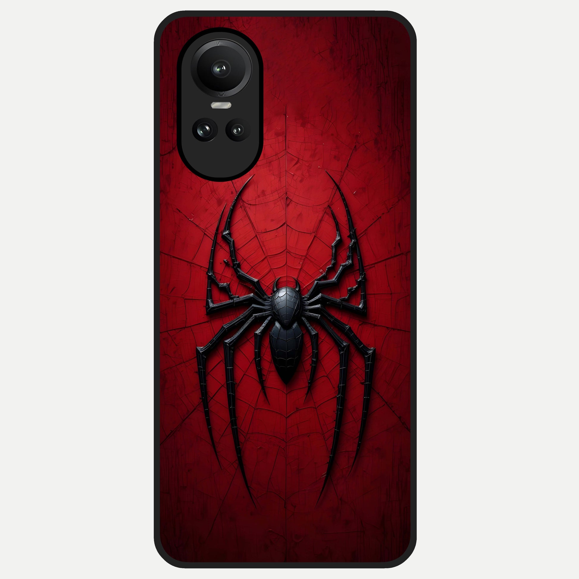  Superhero Web Emblem Glass Case For Oppo Reno 10 back cover – full design glossy printed glass finish