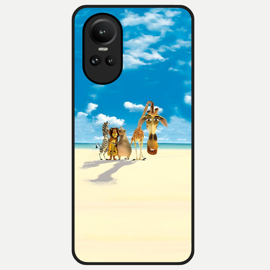  Tropical Fun Squad Glass Case For Oppo Reno 10 back cover – full design glossy printed glass finish