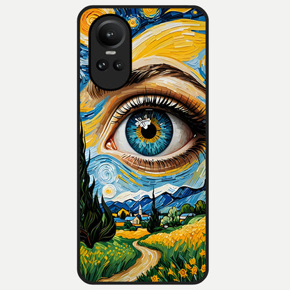  Van Gogh Eye Glass Case For Oppo Reno 10 back cover – full design glossy printed glass finish