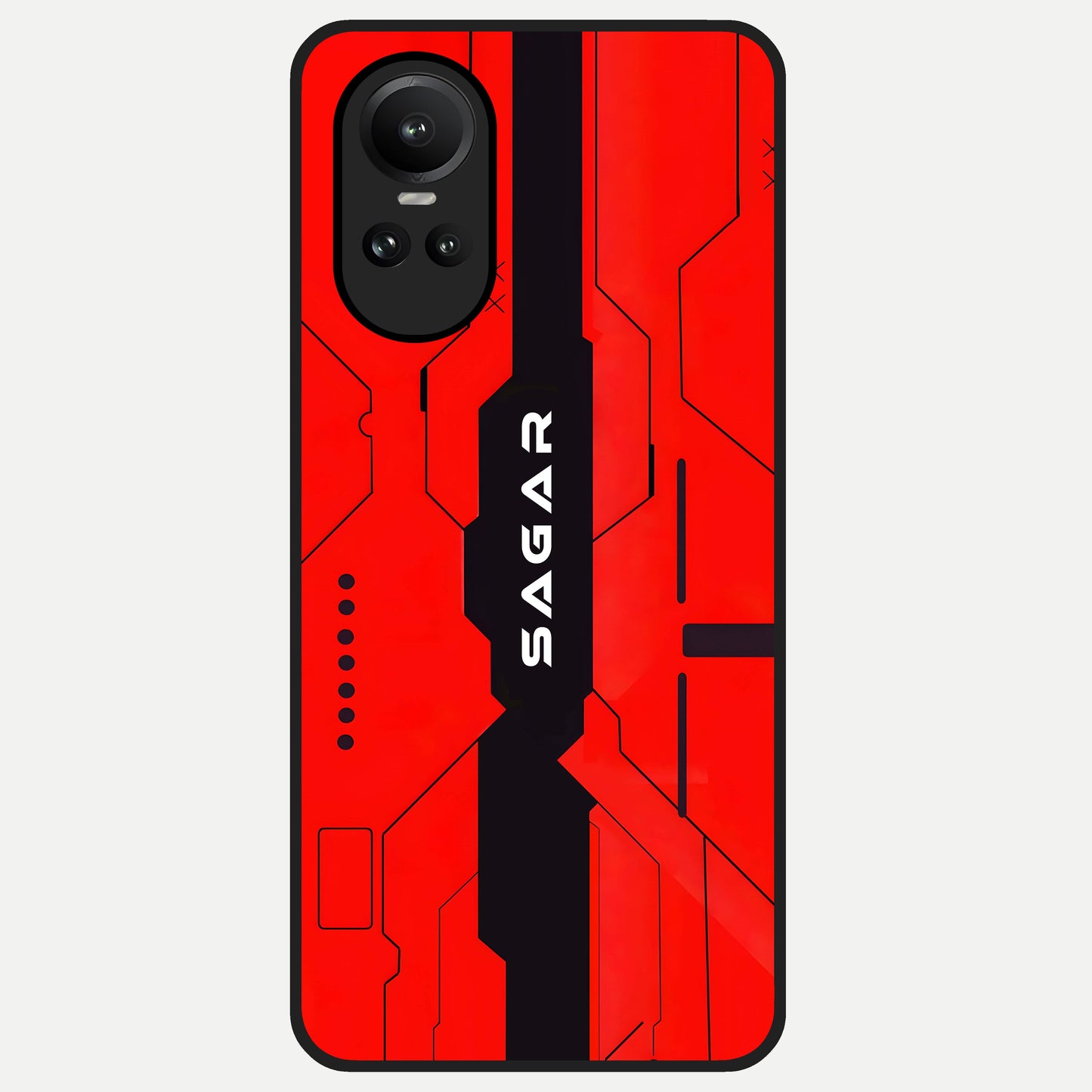  Voltage Rise CYBERPUNK Custom Name Glass Case For Oppo Reno 10 back cover – personalized glossy printed glass finish