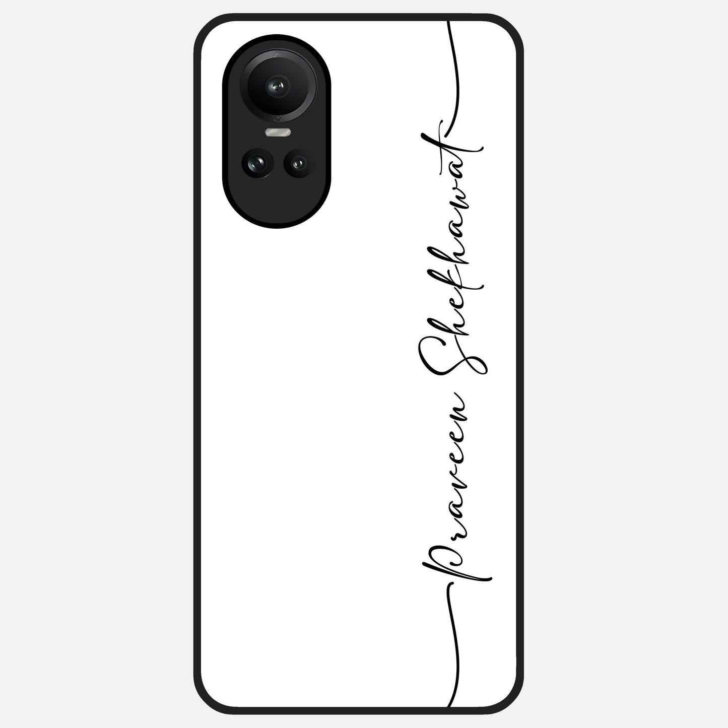  White Tune Custom Name Glass Case For Oppo Reno 10 back cover – personalized glossy printed glass finish