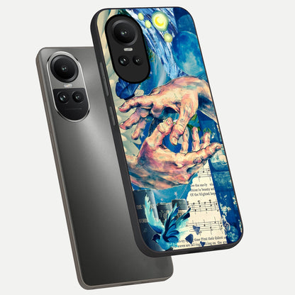  Aesthetic Divider phone case For Oppo Reno 10 showing premium glass back cover with detailed artwork