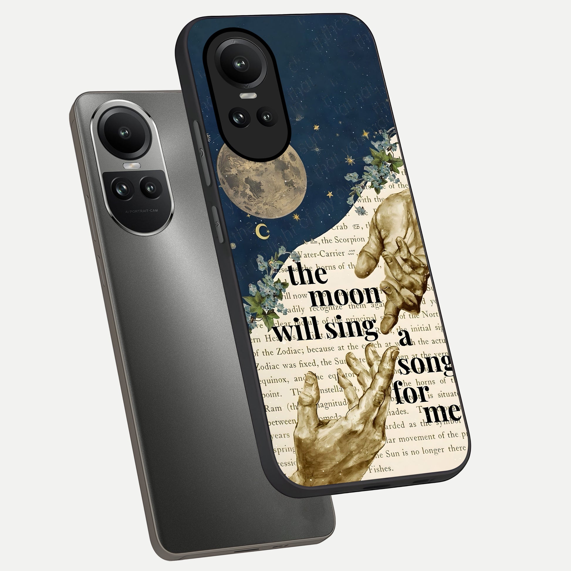  Aesthetic Divine phone case For Oppo Reno 10 showing premium glass back cover with detailed artwork
