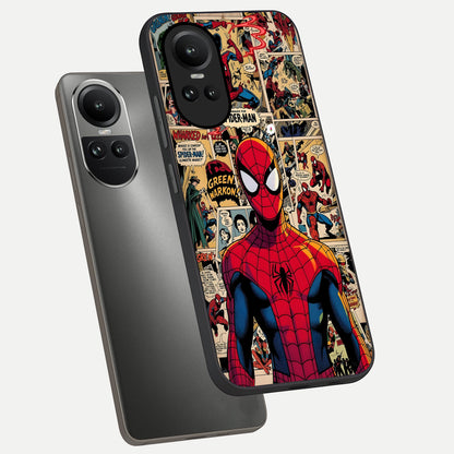  Aesthetic Spider phone case For Oppo Reno 10 showing premium glass back cover with detailed artwork