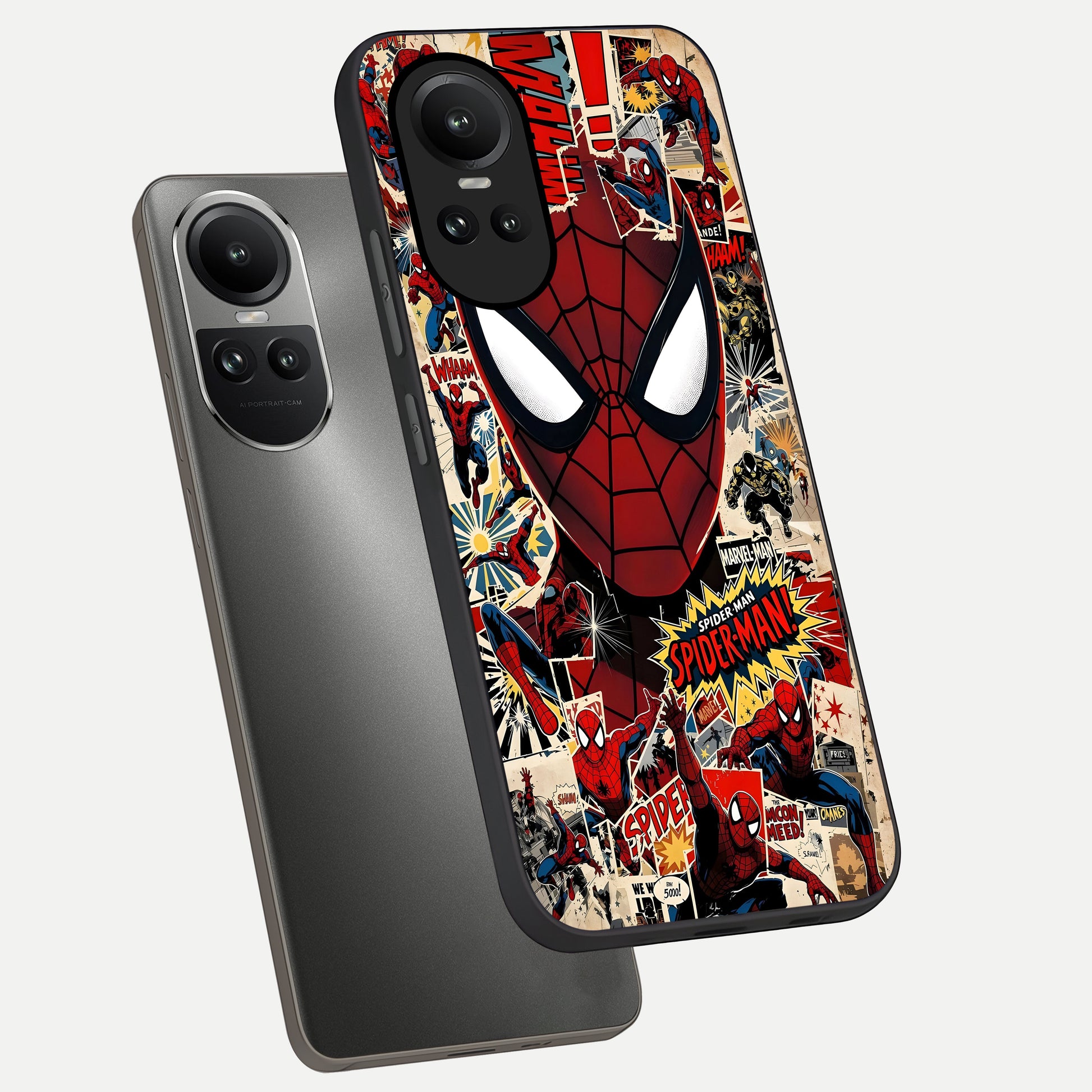  Aesthetic Wonder Spider phone case For Oppo Reno 10 showing premium glass back cover with detailed artwork