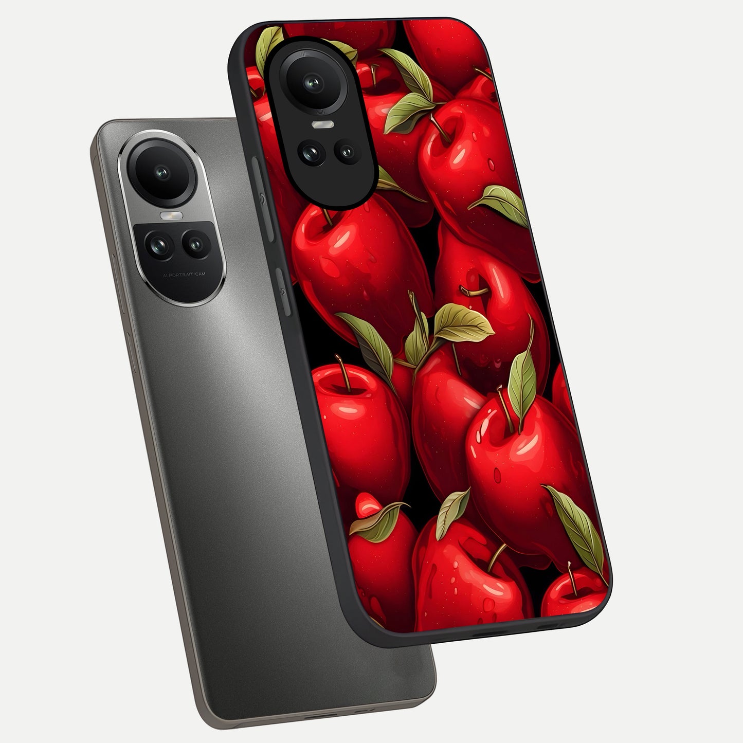  Apple Pattern phone case For Oppo Reno 10 showing premium glass back cover with detailed artwork