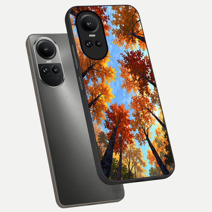  Autumn Sky Rise phone case For Oppo Reno 10 showing premium glass back cover with detailed artwork