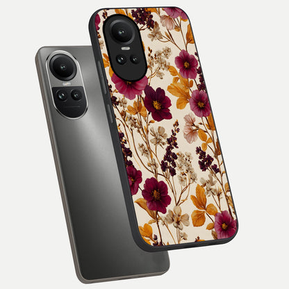  Autumn Wine Bloom phone case For Oppo Reno 10 showing premium glass back cover with detailed artwork