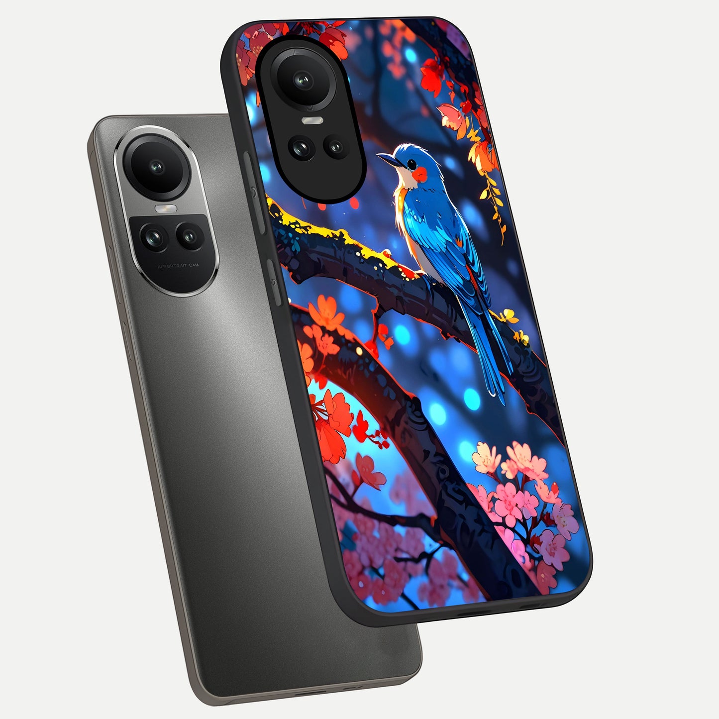  Blooming Water Drift phone case For Oppo Reno 10 showing premium glass back cover with detailed artwork