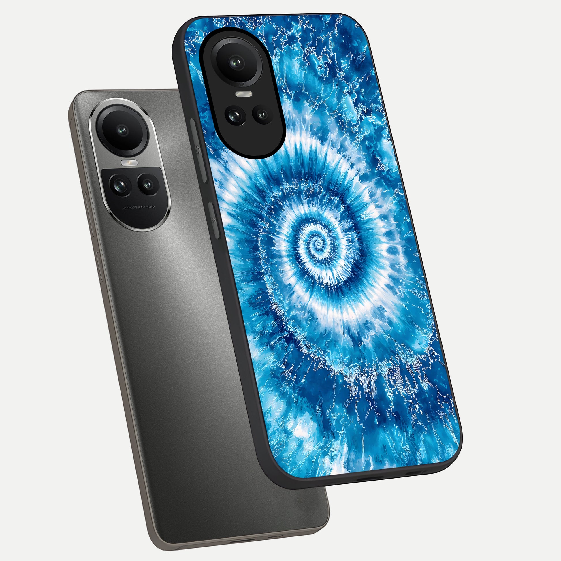  Blue Galaxy Wave phone case For Oppo Reno 10 showing premium glass back cover with detailed artwork