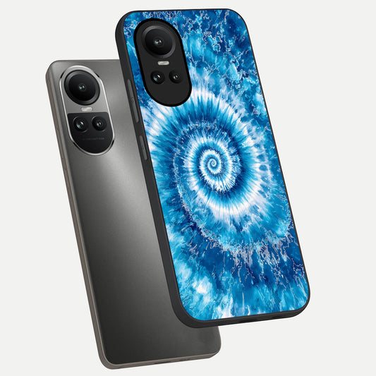  Blue Galaxy Wave phone case For Oppo Reno 10 showing premium glass back cover with detailed artwork