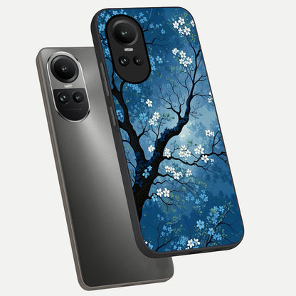  Blue Tree Serenity phone case For Oppo Reno 10 showing premium glass back cover with detailed artwork