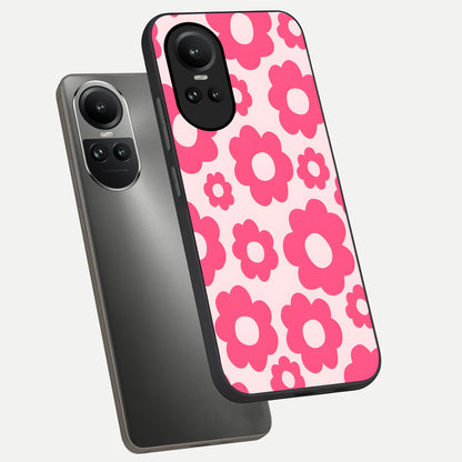  Blush Flower Pop phone case For Oppo Reno 10 showing premium glass back cover with detailed artwork