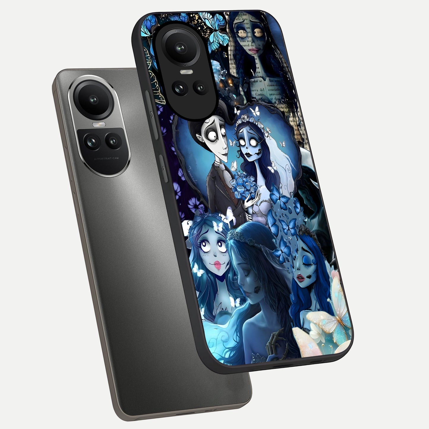  Butterfly Ghost Soul phone case For Oppo Reno 10 showing premium glass back cover with detailed artwork