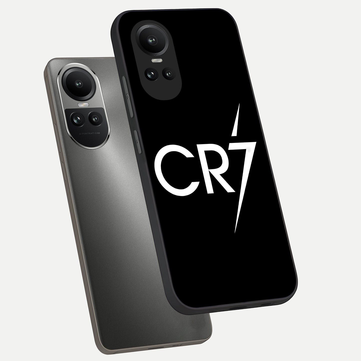  CR7 Elite Strike phone case For Oppo Reno 10 showing premium glass back cover with detailed artwork