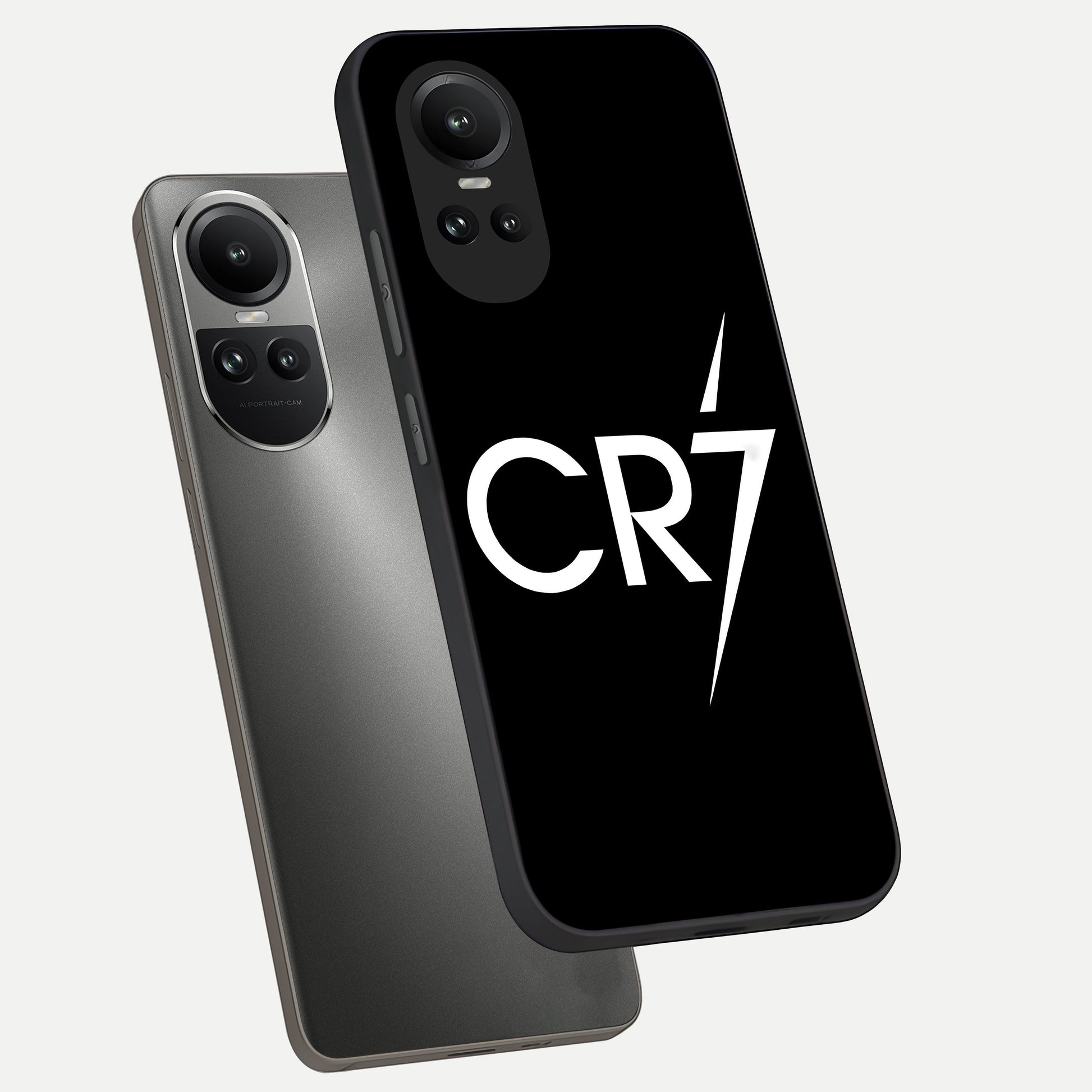  CR7 Elite Strike phone case For Oppo Reno 10 showing premium glass back cover with detailed artwork