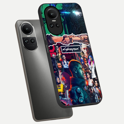  CYBERPUNK Legacy phone case For Oppo Reno 10 showing premium glass back cover with detailed artwork