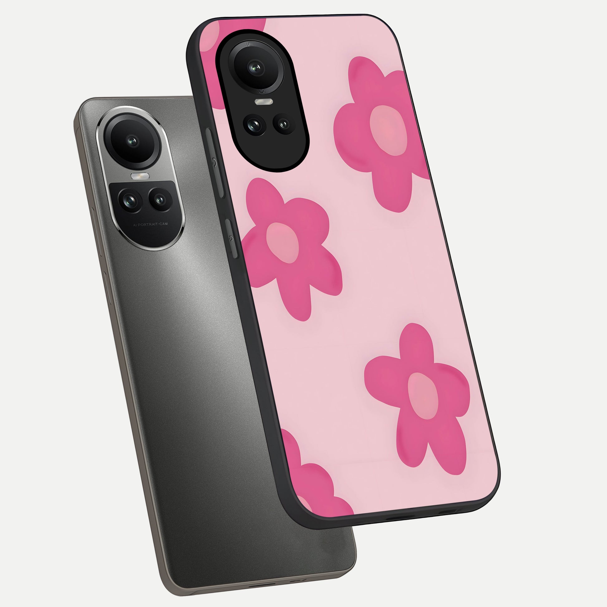  Candy Bloom Dreams phone case For Oppo Reno 10 showing premium glass back cover with detailed artwork