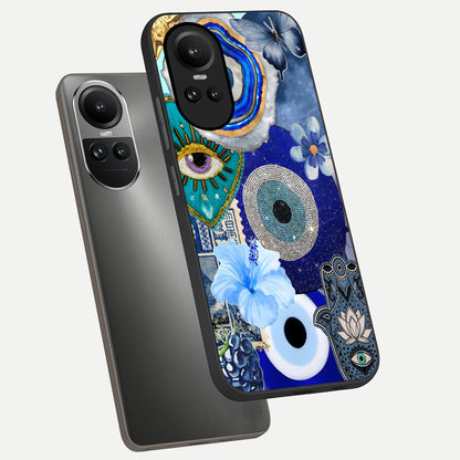  Celestial Blue Vision phone case For Oppo Reno 10 showing premium glass back cover with detailed artwork