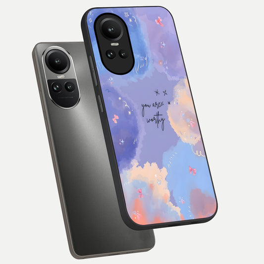  Celestial Cloud Magic phone case For Oppo Reno 10 showing premium glass back cover with detailed artwork
