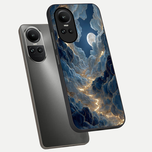  Celestial Cloud Road phone case For Oppo Reno 10 showing premium glass back cover with detailed artwork