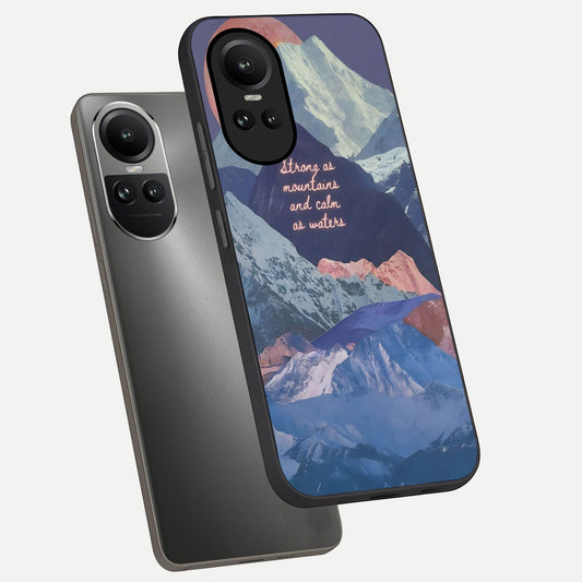  Celestial Mountain Calm phone case For Oppo Reno 10 showing premium glass back cover with detailed artwork