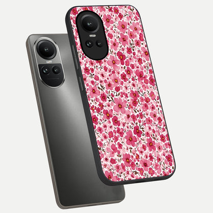  Cherry Blossom Charm phone case For Oppo Reno 10 showing premium glass back cover with detailed artwork
