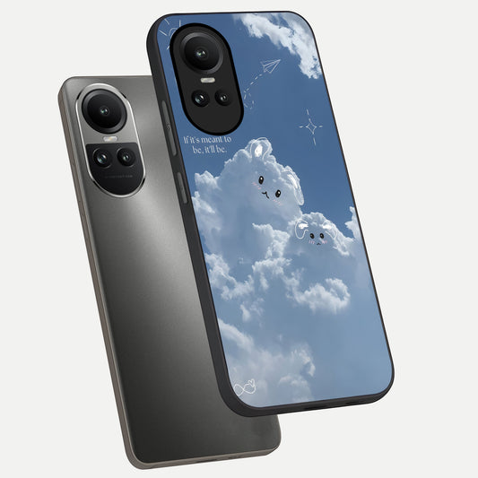  Cloud Bunny Dreams phone case For Oppo Reno 10 showing premium glass back cover with detailed artwork
