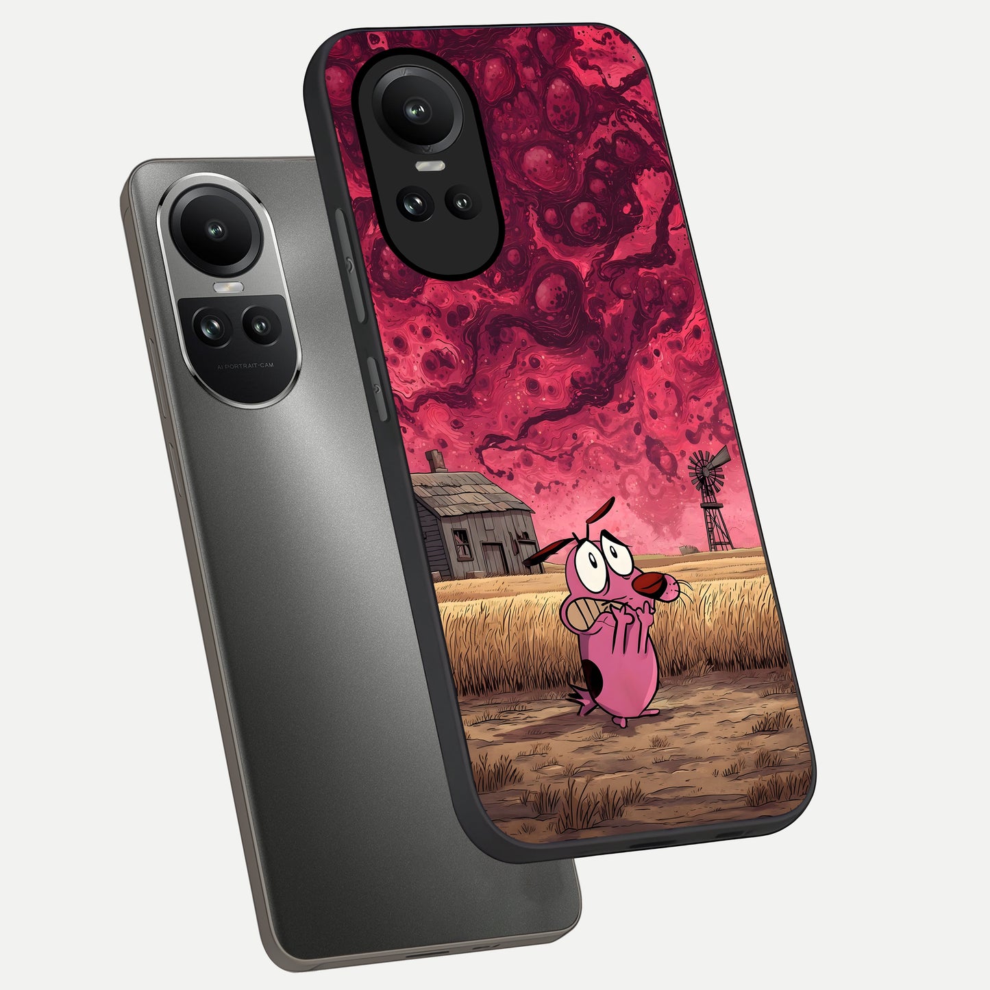  Courage Under Sky phone case For Oppo Reno 10 showing premium glass back cover with detailed artwork