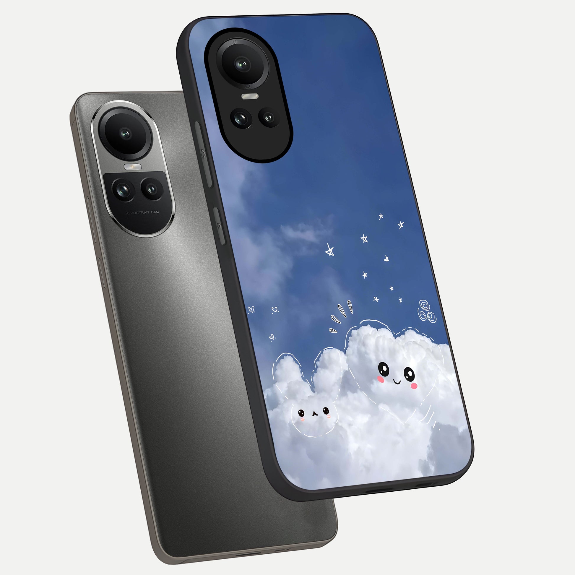  Cute Blossom Cloud phone case For Oppo Reno 10 showing premium glass back cover with detailed artwork