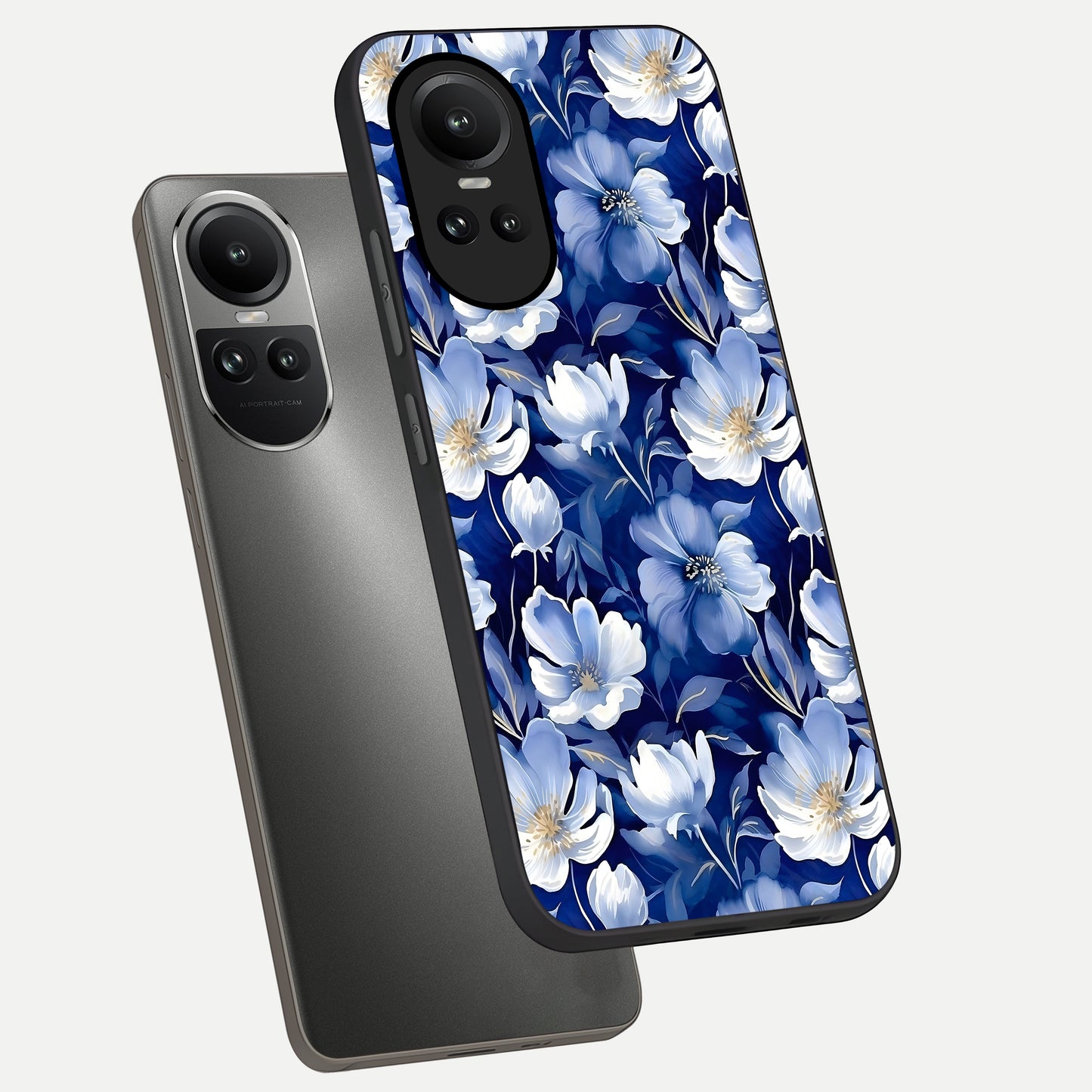 Cute Floral Patterns phone case For Oppo Reno 10 showing premium glass back cover with detailed artwork