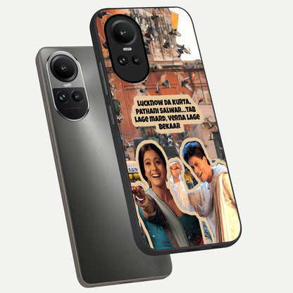  Desi Retro Vibes phone case For Oppo Reno 10 showing premium glass back cover with detailed artwork